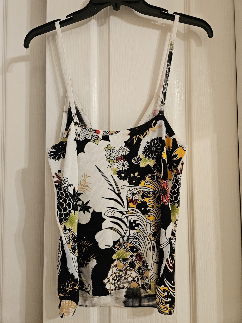 Vero Moda Floral Print Spaghetti Strap Tank Top - White/Black/Multicolor - Picture 4 of 4